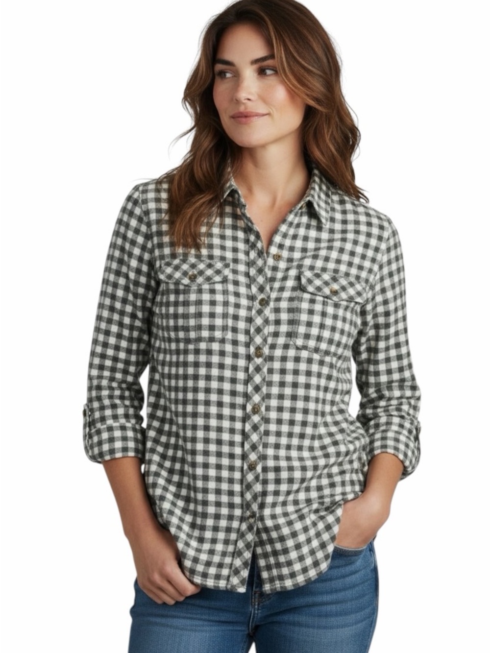 Eddie Bauer•Plaid Button Down Shirt